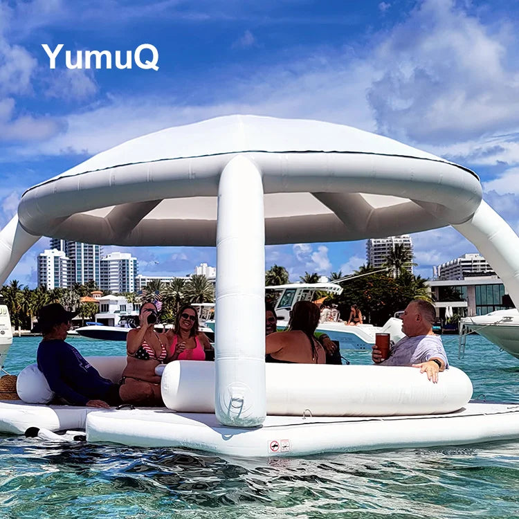 Quick Installation 132" X 132" X 40" Inflatable Pool Float With Canopy For Up To 8 Adults
