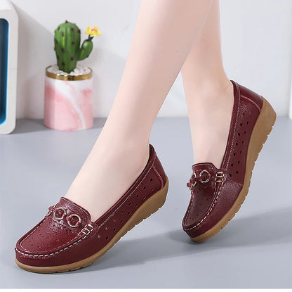 Woman Shoes Breathable Leather Shoes For Women Low Heels Casual Zapatos Mujer Elegant Heel Women's Shoes Flats Female Footwear