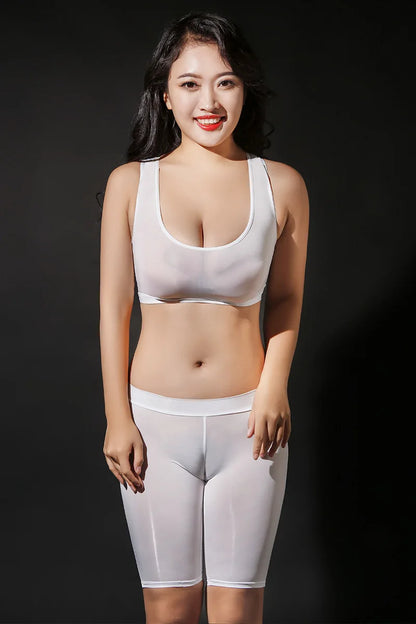 High Elastic Women's Shorts Oil Shiny Sheer Sexy Low Waist Panties Push Up Butt Tight Shorts Woman Clothing Yoga Shorts