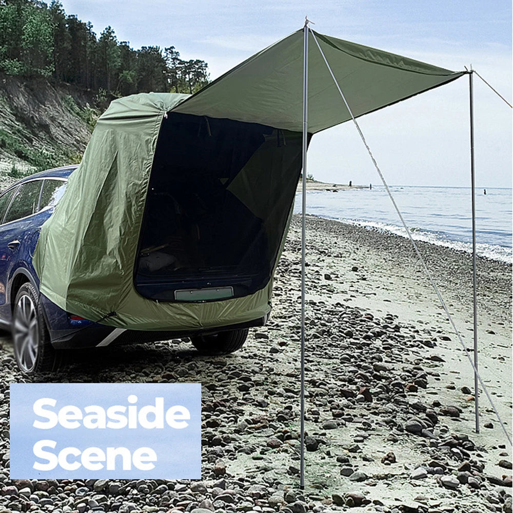 Camping Car Rear Tent Outdoor Car Trunk Tent w Canopy Car Trunk Extension Tent Sunshine-Proof Camping Equipment Travel Supples