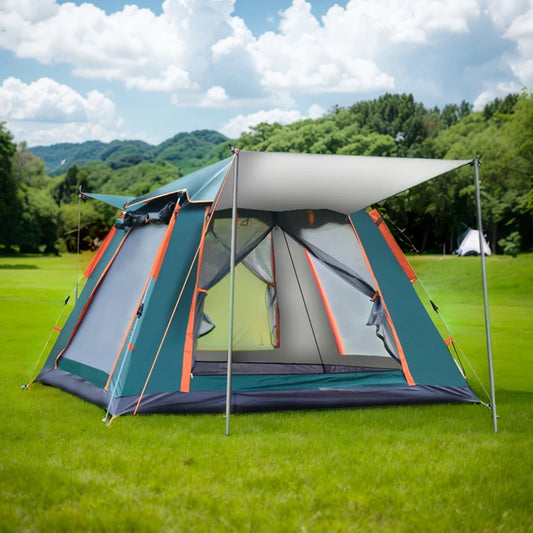 Automatic Camping Tent Sun-Protection Outdoor Folding Tent Waterproof Portable Hexagonal Tent for Family 3-4/4-6 People
