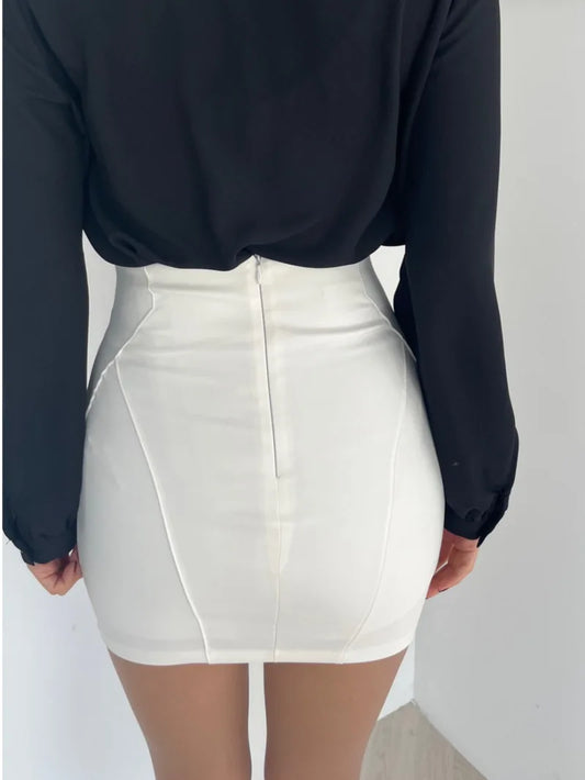 WOMENGAGA  Fashion Mini Skirts Korea 2024 Autumn/Winter New High Waist Tight Simple Solid Color Hip Wrapped Short Skirts 3JAB