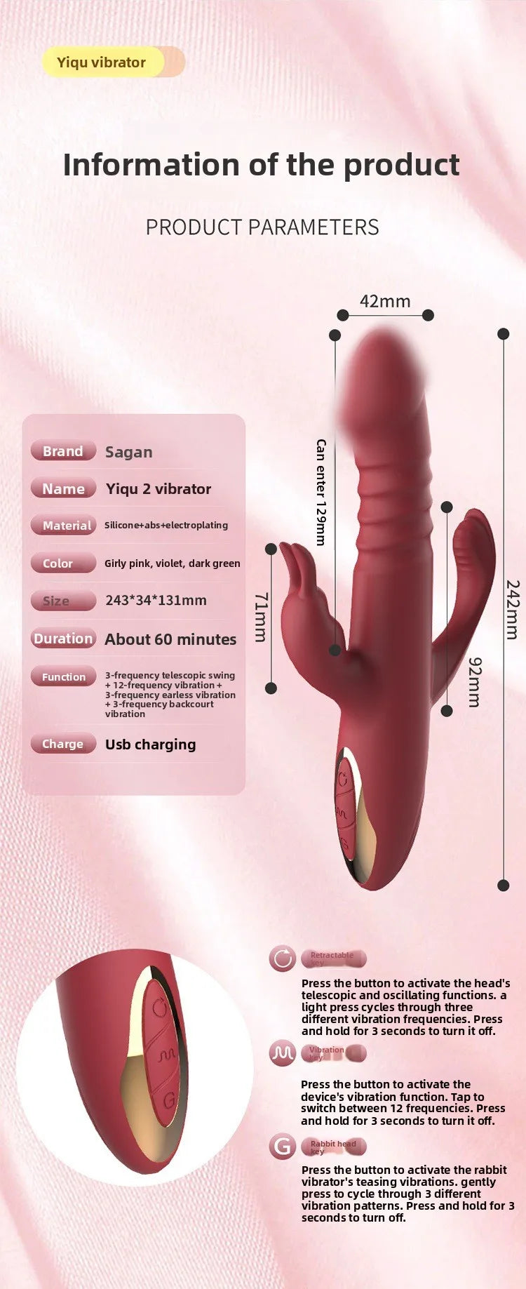 Adult products, front and rear vibrators, toys, female products, sex toys, masturbators, AV vibrators, massage sticks