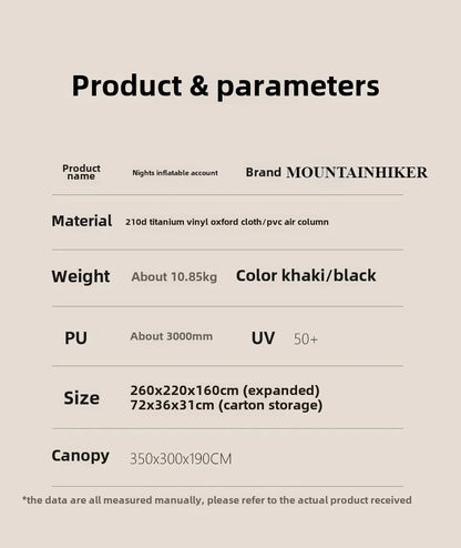 MOUNTAINHIKER Outdoor Camping 4-5 Person Waterproof Family Awning Beach Tent Quick Open Fishing Tent Picnic Park Anti-UV Shade