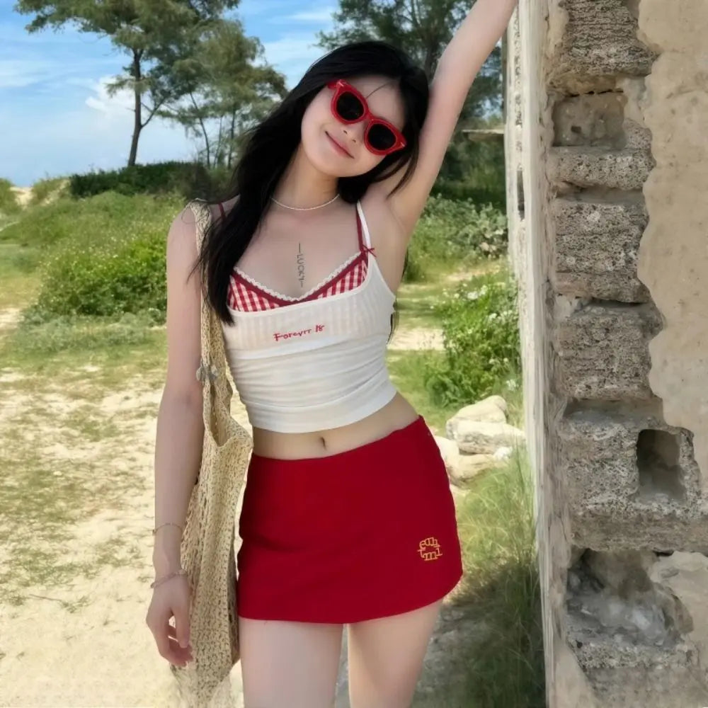 Beach Wear Sweet Swimsuits Two Piece V Hem Backless Floral Bikini Set Women Korean Style Sleeveless Flower Swimming Suit Summer