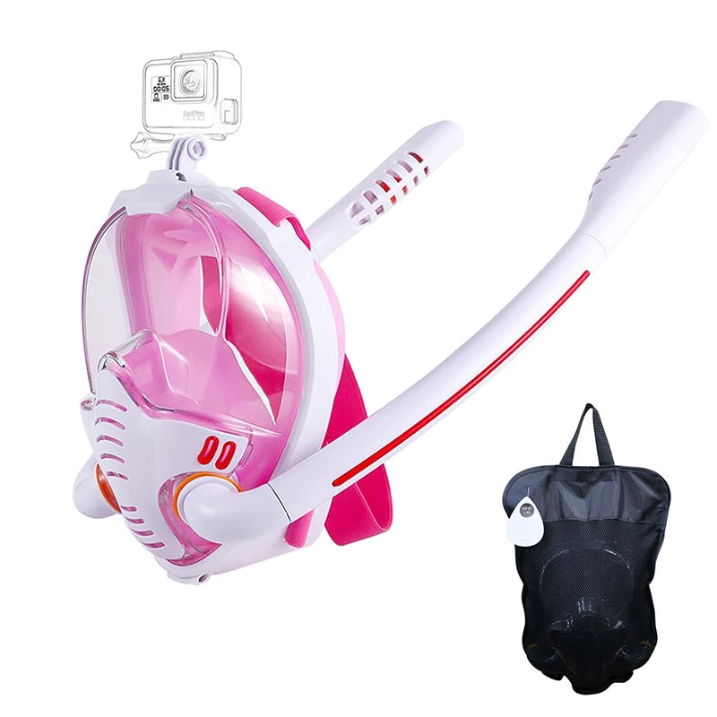 Snorkeling Mask Double Tube Silicone Full Dry Diving Mask Adult Swim Mask Diving Goggles Indoor Self Contained Underwater Breath