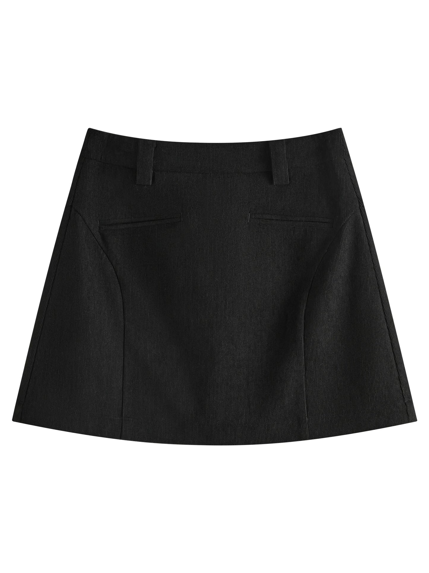 FSLE【2 Colors】Women Mini Skirts Zipper Waist Retro Brown Corduroy Above-Knee Length A-LINE Skirts Winter Black Bottom 24FS14555