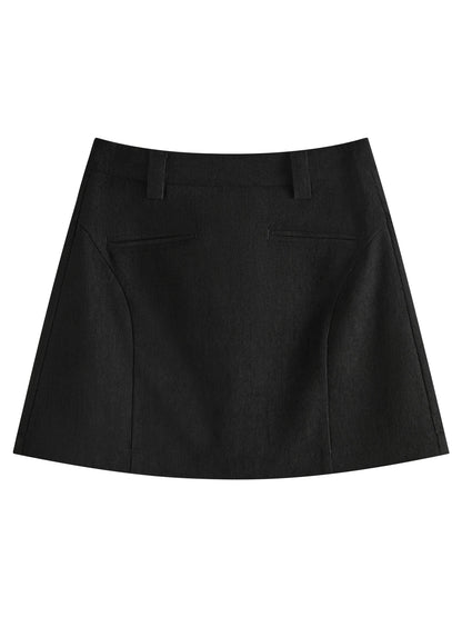 FSLE【2 Colors】Women Mini Skirts Zipper Waist Retro Brown Corduroy Above-Knee Length A-LINE Skirts Winter Black Bottom 24FS14555