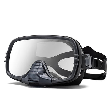 New Large Frame Diving Mask with Drain Valve|HD Tempered Glass Lens & Adjustable Silicone Strap,Swim Goggles,buceo, 수영,스노클링,마스크