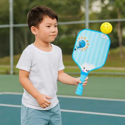 Cartoon Children's Pickleball Set Colorful Lightweight Children's Pickleball Rackets Ribbed Handle Durable Pickleball Paddle Set