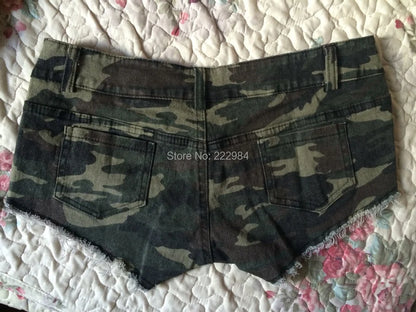 new fashion summer brand ladies girls Low waist sexy disco dance camouflage patterns Fatigues woman stretch tight shorts