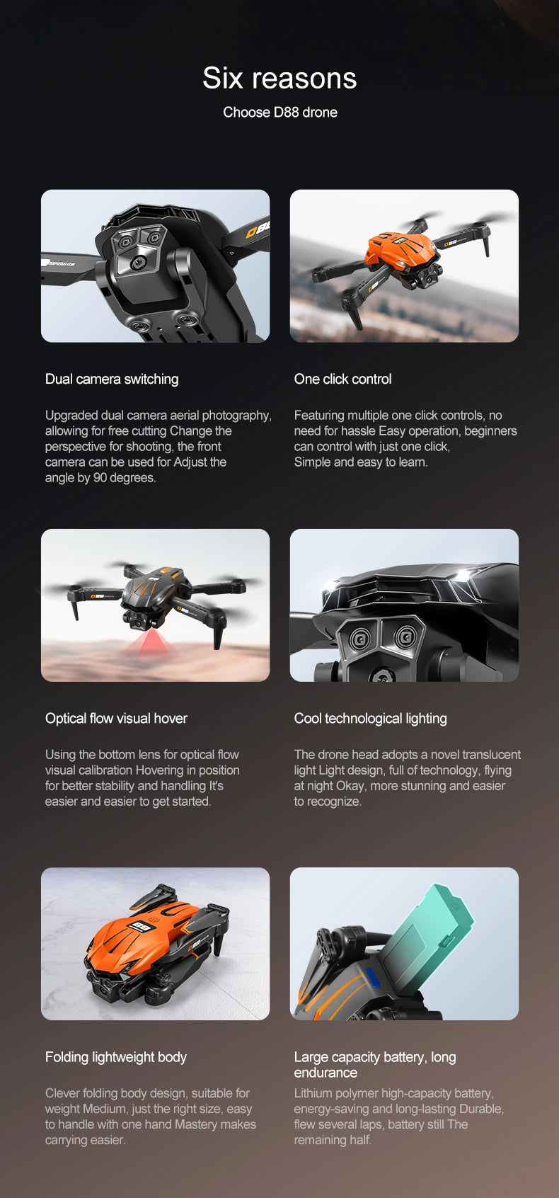 VIVO D88 Drone 8K Aerial HD Dual Camera Photography Intelligent Obstacle Avoidance Brushless Motor 5G WIFI GPS Return VR Drone