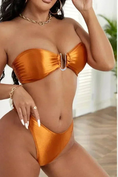 High Waist Swimsuit Women Push Up Beachwear Sexy Bandeau Bathing Suit Maillot De Bain Femme Bikini Summer Swimwear Women