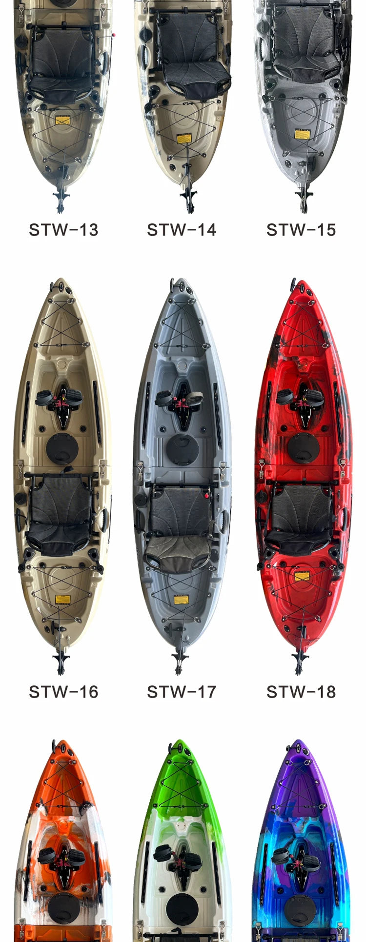 Fin pedal kayak, hard kayak, two sections, three sections, single person, double person, split kayak, splicing type