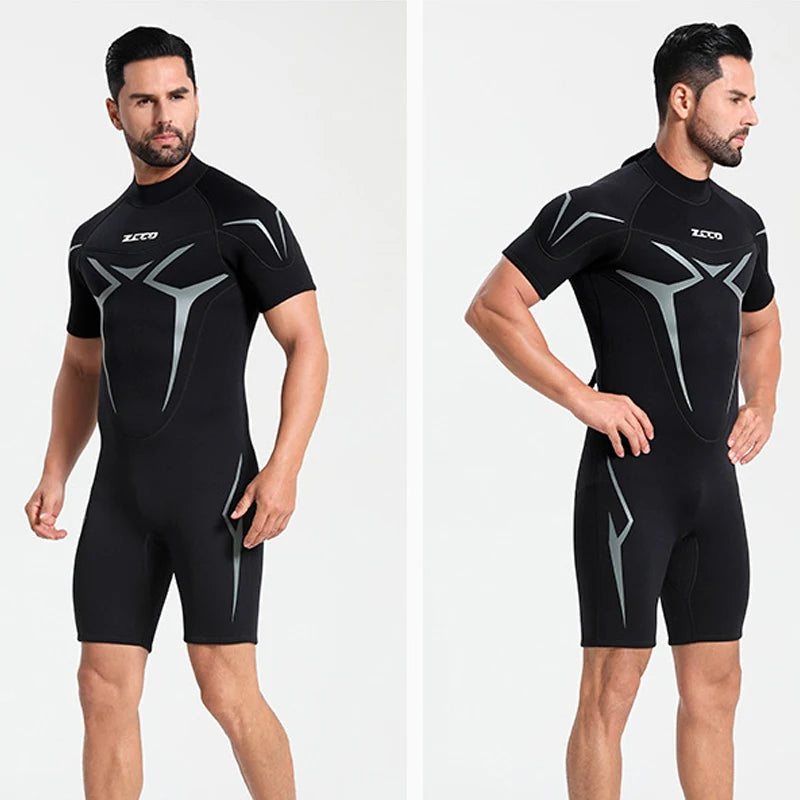 3mm Wetsuits for Men Women Neoprene Diving Suits Back Zipper Short Sleeve Swimsuits for Diving Snorkel Surfing Swimming Wet Suit