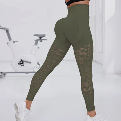 Women Gym Hollow Out Leggings Elastic Butt Lifting Fitness Athletic Workout Yoga Pants Exercise Leggins Outdoor Sports Tights