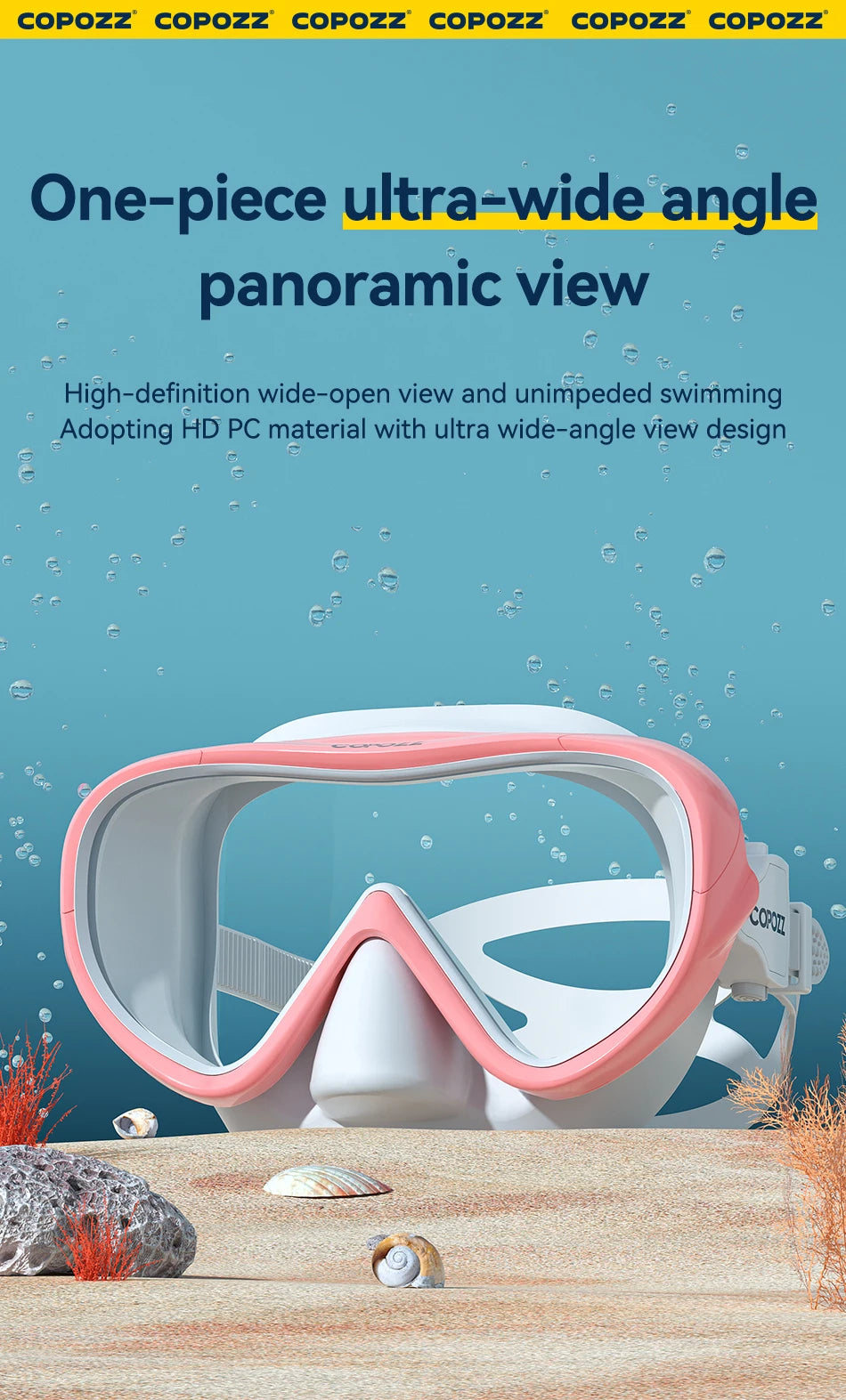 COPOZZ Professional  Diving Mask Full Vision Mask Underwater Snorkel Mask Set Swimming Snorkel HD Anti Fog Diving Equipment