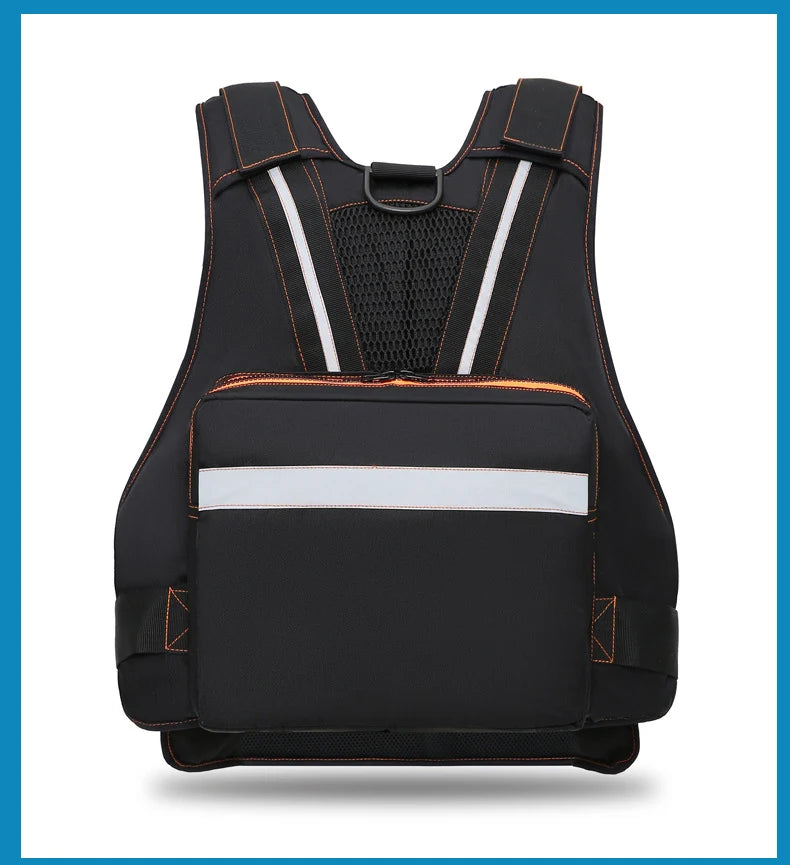 multi-functional life jacket vest for outdoor fishing, a must-have for safety. Multiple pockets for storage, buoyant materials