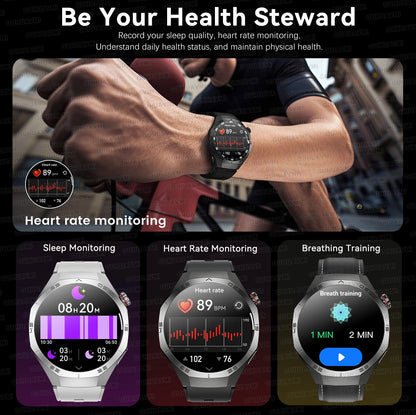 Luxury Metal Smart Watch For Men AMOLED Screen Bluetooth Call GPS Tracking Sports Heart Rate Monitor Smart watch For Android iOS