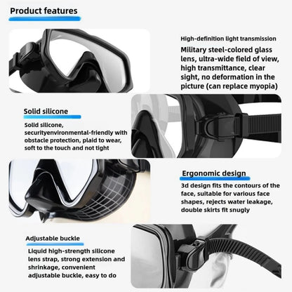 Diving Mask Snorkel Set For Adults Tempered Glass Scuba Professional Panoramic Snorkeling Gear Swimming Training Snorkel Kit