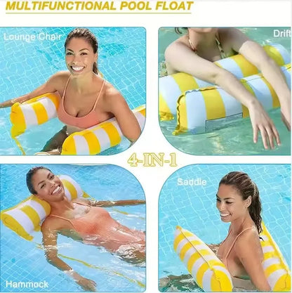 Foldable Inflatable Floating Swimming Pool Party Water Hammock Air Mattresses Pvc Stripe Water Floating Inflatable Mat Set