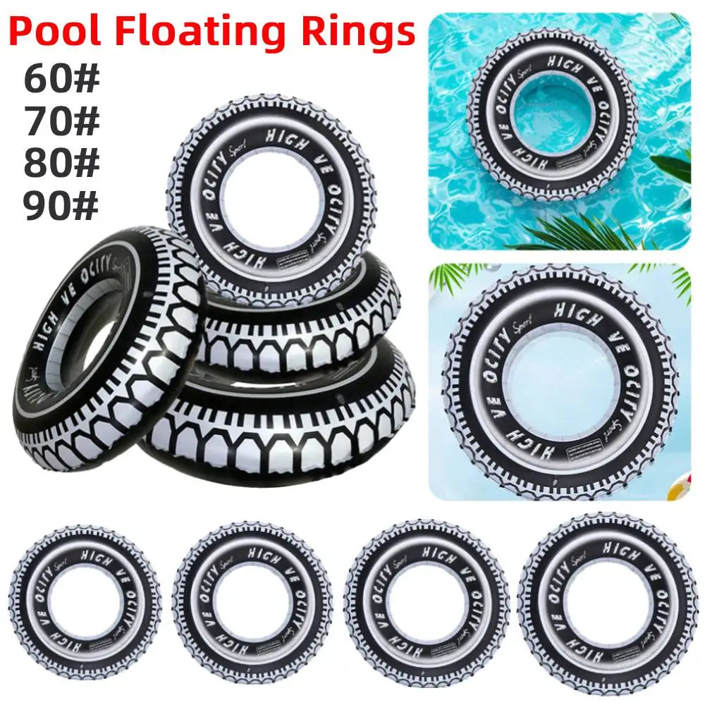 Inflatable Swimming Ring Tire Pattern Pool Floats Summer Swim Tube Air Mattress Baby Pool Floating Ring Water Play Entertainment
