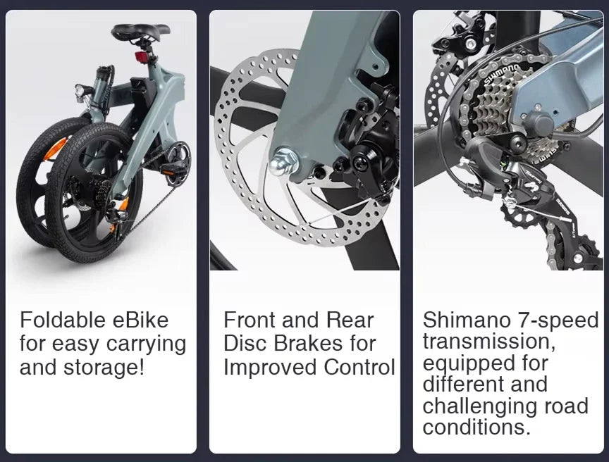 250W brushless motor electric bike, 20-inch 36V 10AH battery foldable electric bicycle, convenient ebike for urban commuting