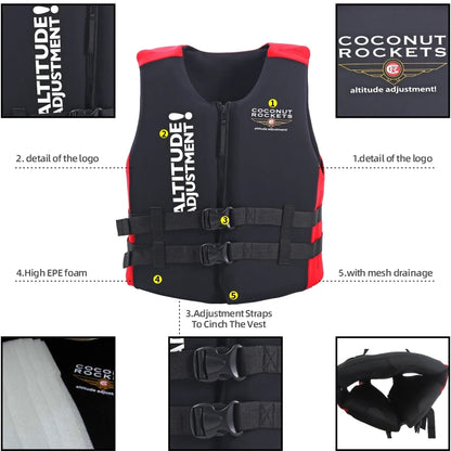 Life Jacket for Adults, Water Sports Safety Vests, Surf Lifeguard, Kayaking and Water Sports, 120 kg