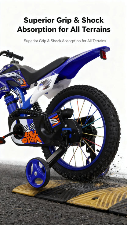 Blue Off-Road Motorcycle Bicycle Pedal Bike for Boys And Girls 12/16 Inch Children's Basic Model Foreign Trade