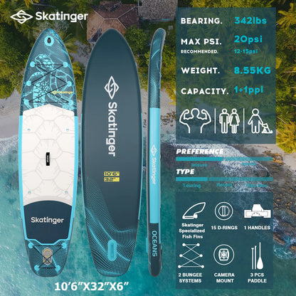 SUB Waterproof Inflatable Paddle Board 10'6''x32''x6''Adult Standing Style Aquatic Fishing With Accessories SUP сапборд