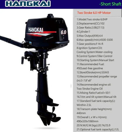 IHOMEINF Powerful 4.0HP-18.0HP Petrol Marine Motor Boat  Engine for the 2.3M-4.6M Assault Boat Canoe Outboards Propeller