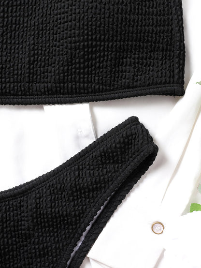 Fashion Bikini Textured Swimwear Women 2025 High Cut Swimsuit Women Bathing Suits Solid Brazilian Bikinis Set