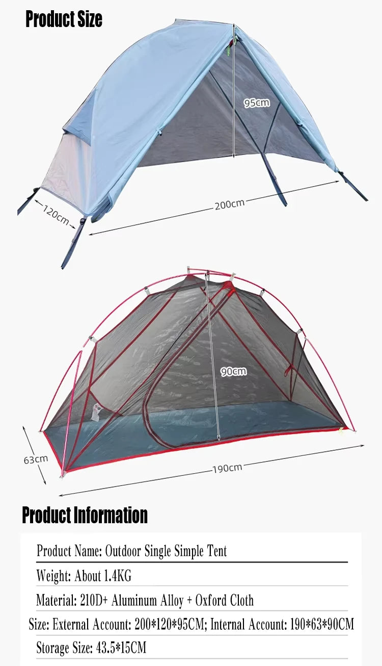 Outdoor Camping Off-The-Ground Tent Portable Single Tent Aluminum Alloy Folding Mosquito Net Fishing Tent