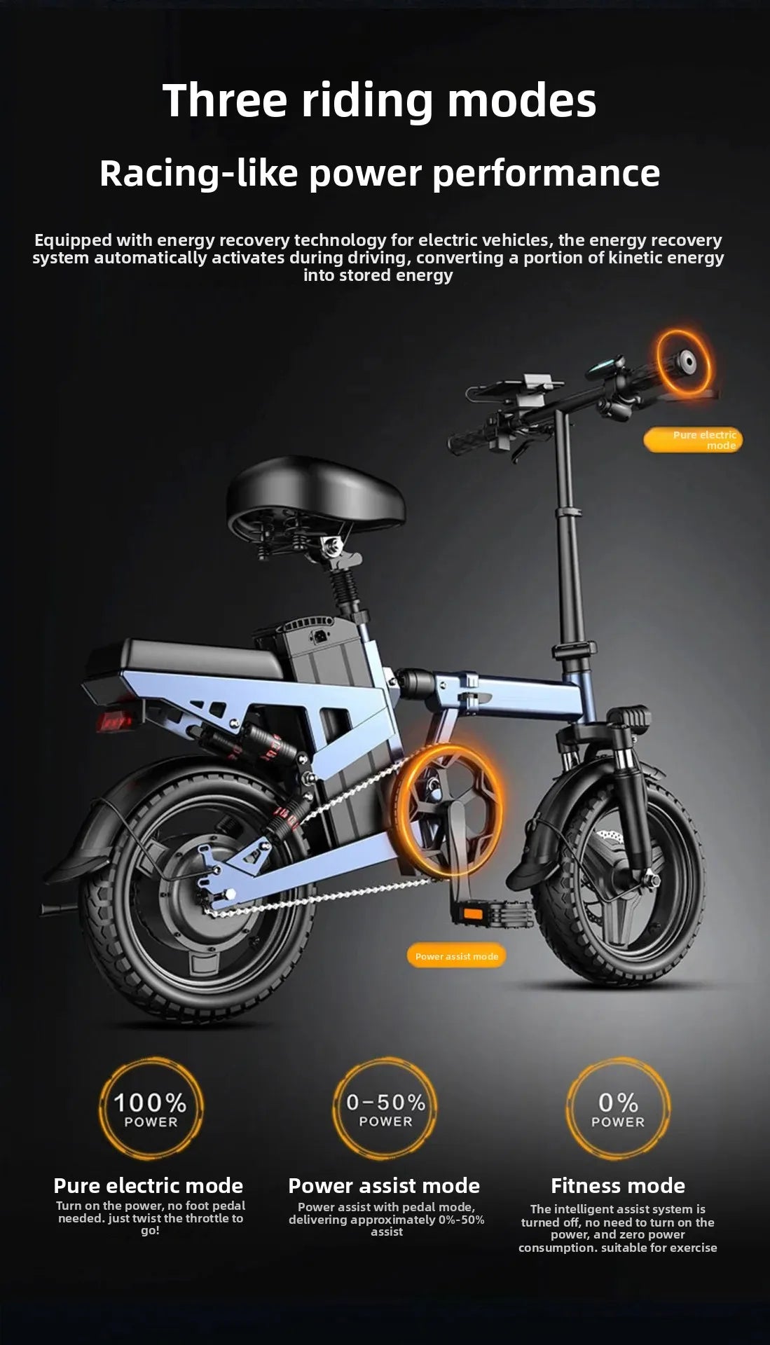 14-inch foldable E-Bike aluminum alloy explosion-proof tire electric bicycle for adults with multiple shock absorption bicycles