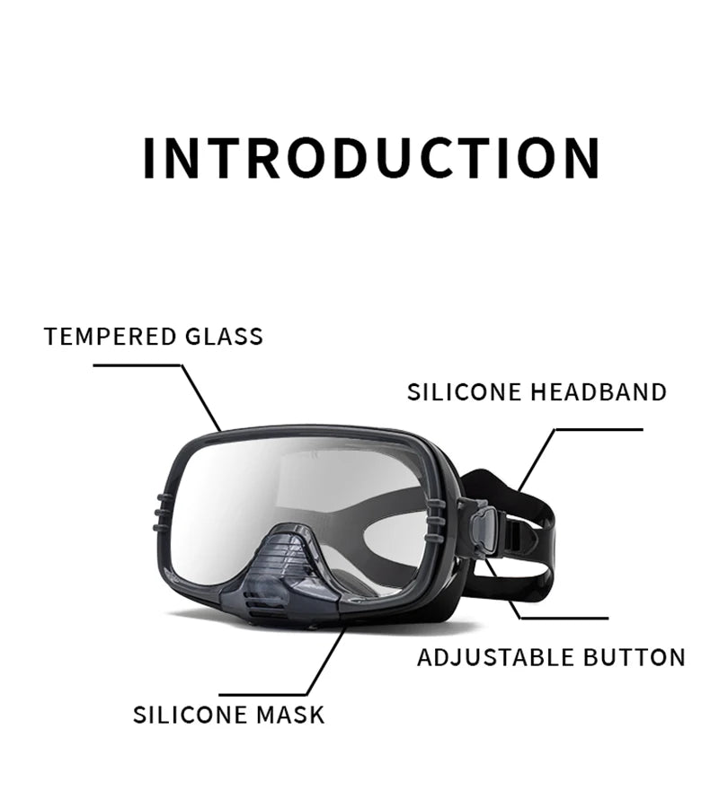 Large Frame Diving Mask with Drain Valve | HD Tempered Glass Lens & Adjustable Silicone Strap,Swim Goggles,buceo, 수영,스노클링,