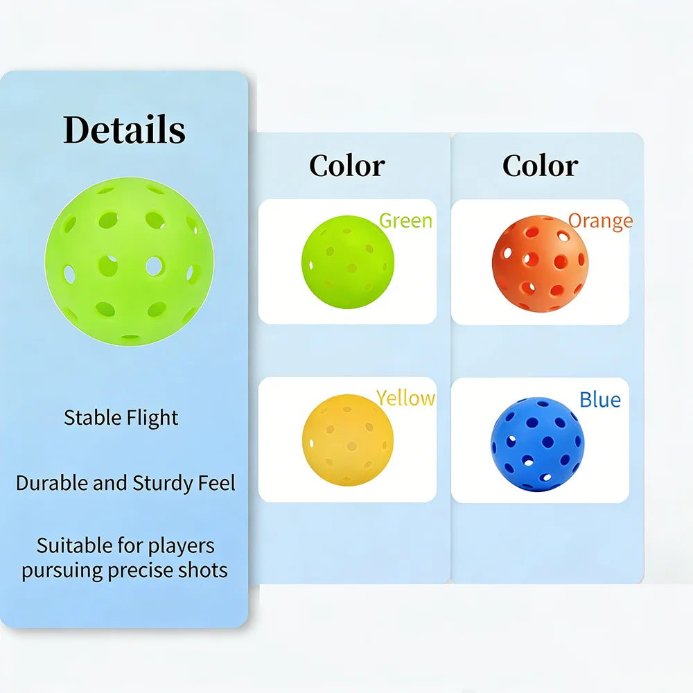 6/12 PCS Indoor Pickleball Balls 40 Holes Colorful and Durable Pickleballs 74mm Training Ball Practice Competition Pickleball