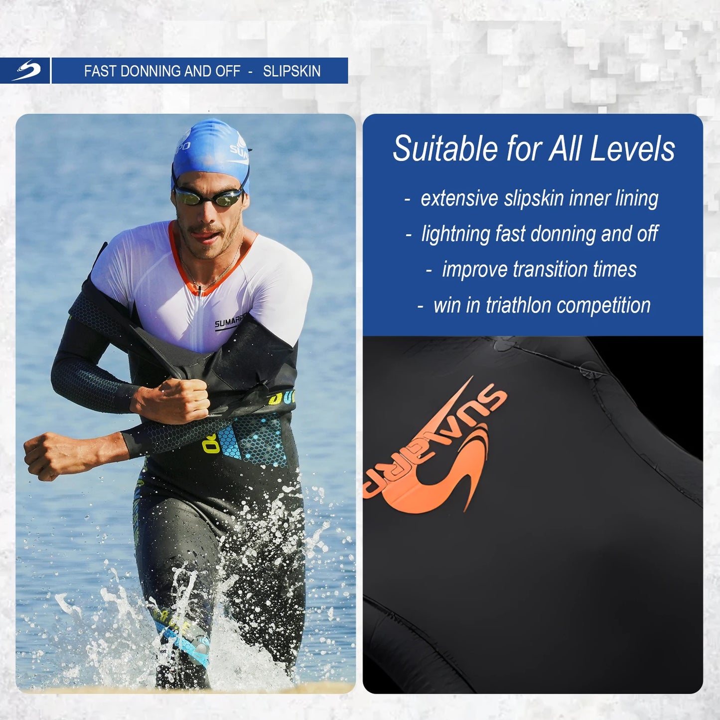 SUMARPO Men Triathlon Wetsuits for Open Water Swimming, 4/2mm Yamamoto Neoprene