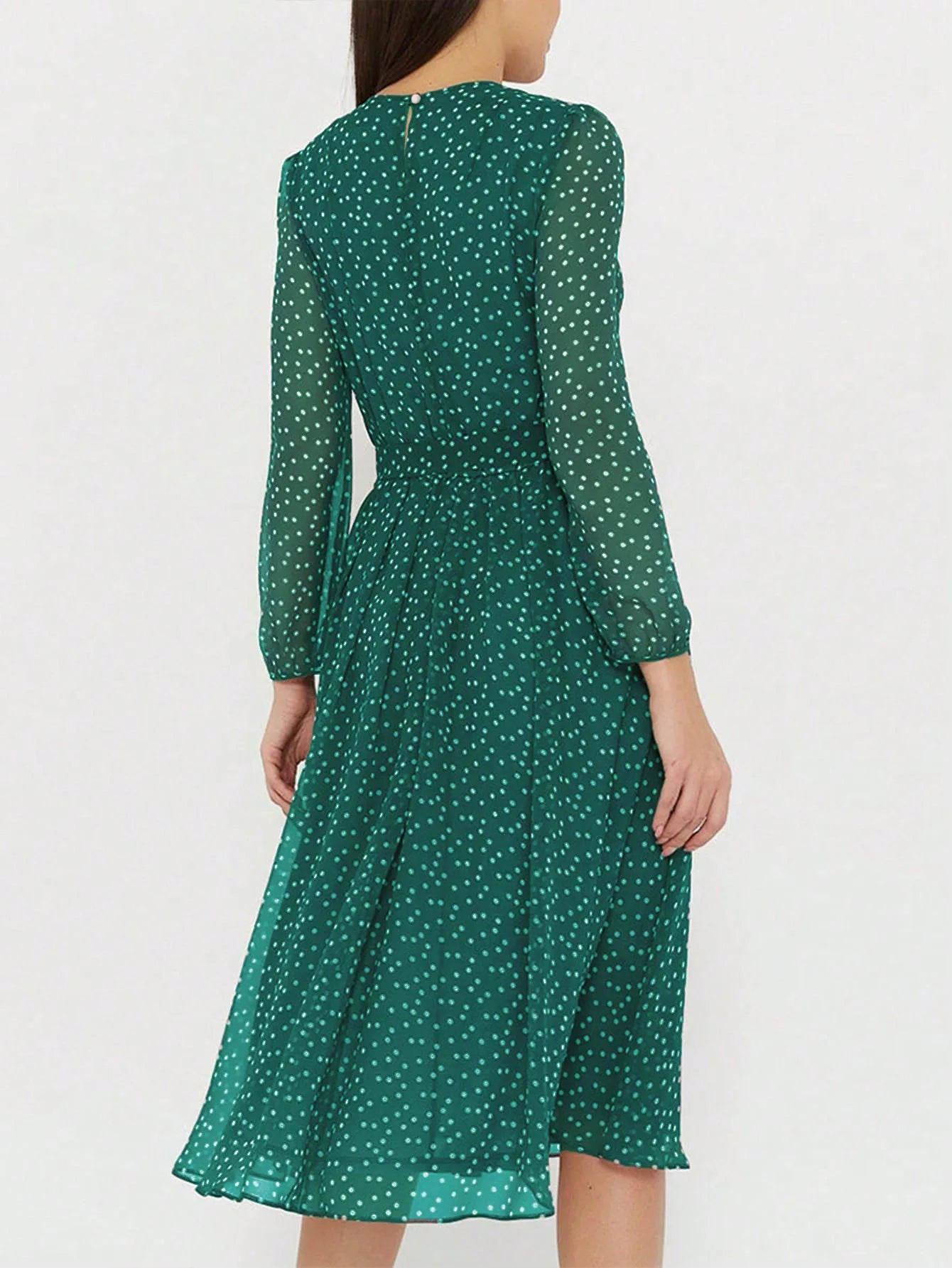 Print Dot Dress Women Casual Long Sleeve Round Neck Midi Dresses Lace Up Vocation Elegant Vestidos Summer 2025 Y2k Streetwear