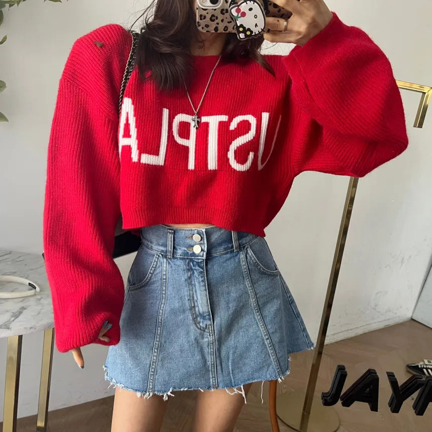 Chic High Waist A-Line  Skirt Women's Jeans ort Skirt Spring Vintage Slimming Splicing Hemming Girl's Faion Commute