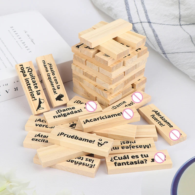 48Pcs Dating Building Blocks For Date Nights Valentines And Adult Party Games Tower Game Deluxe Naughty Wooden Couple Toys.