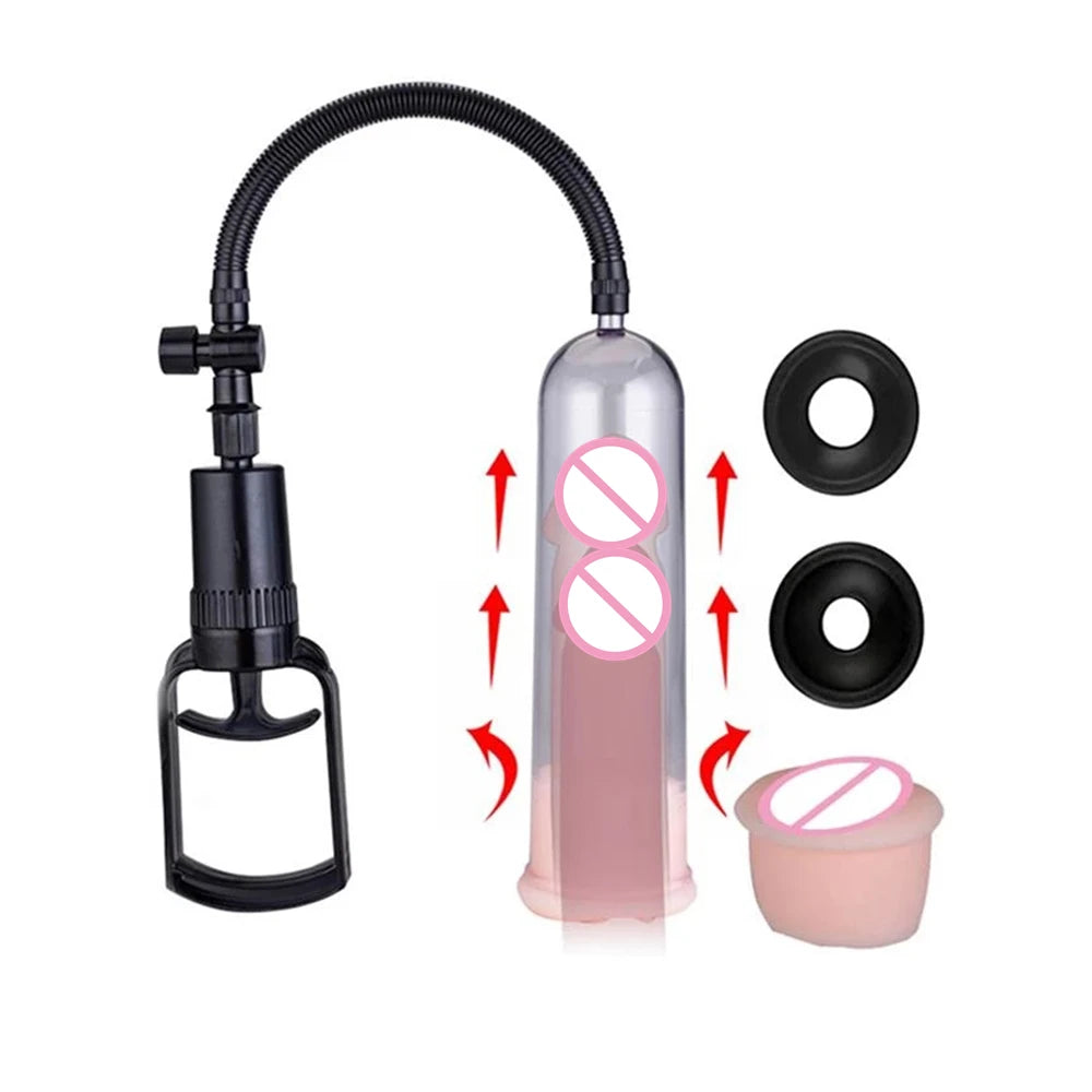 Male Penis Pump Manual Penis Enlarger Enhancement Erection SexToys For Man Vacuum Pump Big Dick Trainer Male Lasting Masturbator