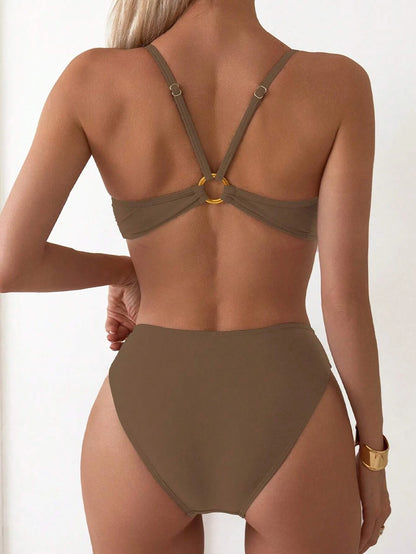 Sexy Woman Swimsuits 2025 Summer Swimwear Women's Bikinis for Female Two Pieces Beach Wear Solid Color Bikinis Set Bathing Suit