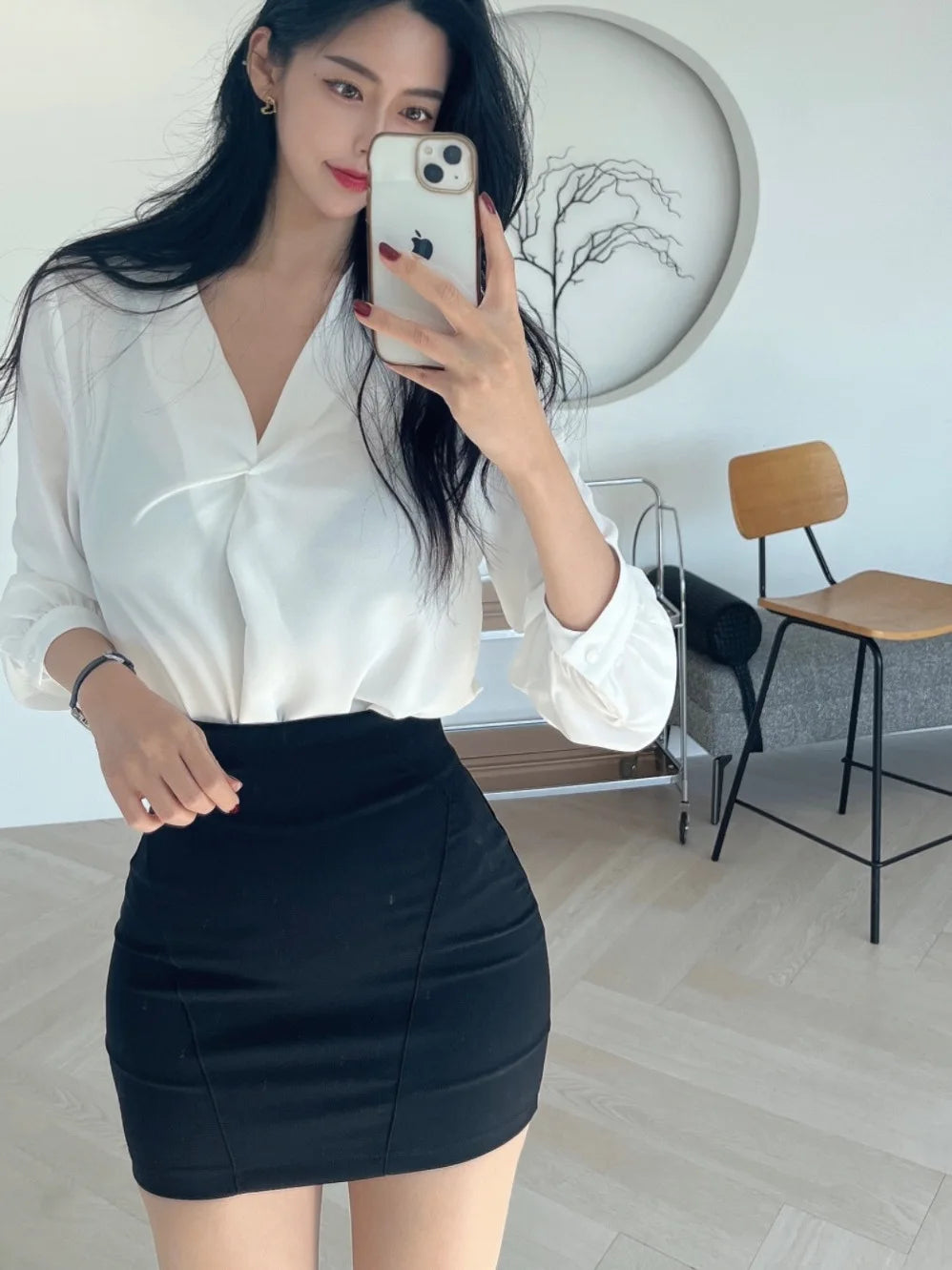 WOMENGAGA  Fashion Mini Skirts Korea 2024 Autumn/Winter New High Waist Tight Simple Solid Color Hip Wrapped Short Skirts 3JAB