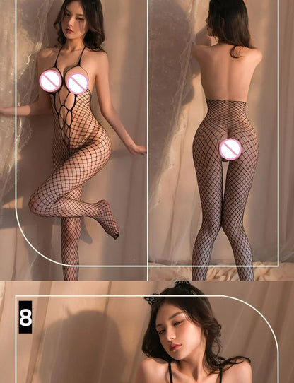 18 Style Sexy Bodystockings Bodysuit Sexy Women Erotic Babydoll Mesh Fishnet Full Body Stocking Stretch Open Crotch Tights