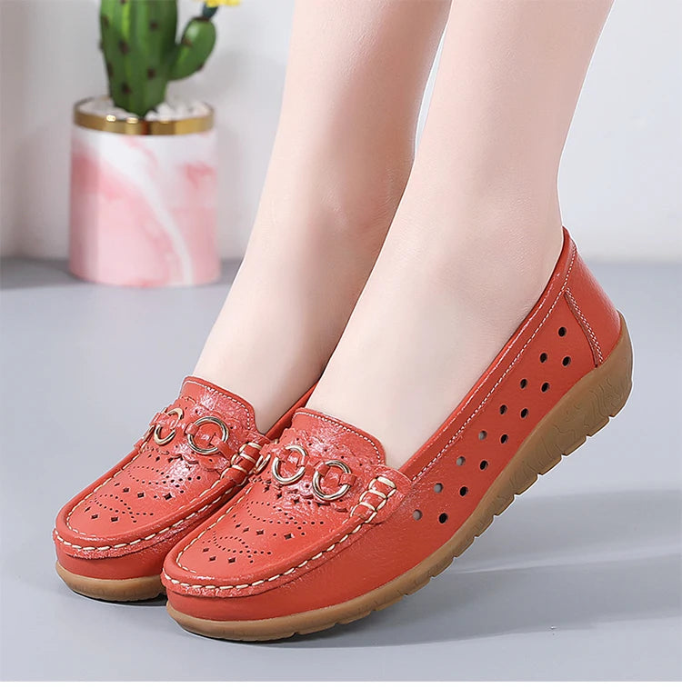 Woman Shoes Breathable Leather Shoes For Women Low Heels Casual Zapatos Mujer Elegant Heel Women's Shoes Flats Female Footwear
