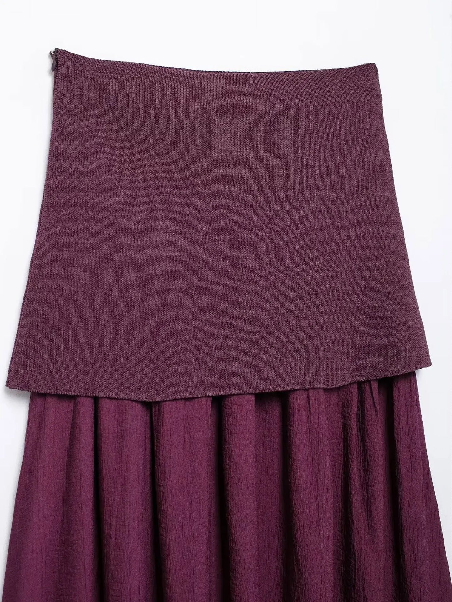 HH Elegant Midi Skirt For Women Fashion Solid A-line High Waist Pleated Side Zipper Long Skirt Vintage Skirts Chic Bottom