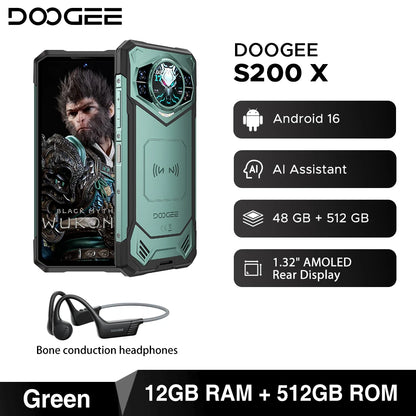 Global Version DOOGEE S200 X 5G Rugged Phone 32GB 512GB 6.72" FHD+ 120Hz Display MTK Dimensity 7050 10100mAh Large battery
