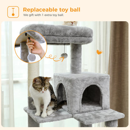 Multi-Level Cat Tree with Scratching Posts, Cozy Hammock, Plush Cat Tower for Indoor, Cat Condo Bed, Cat Accessories, Cat Toys