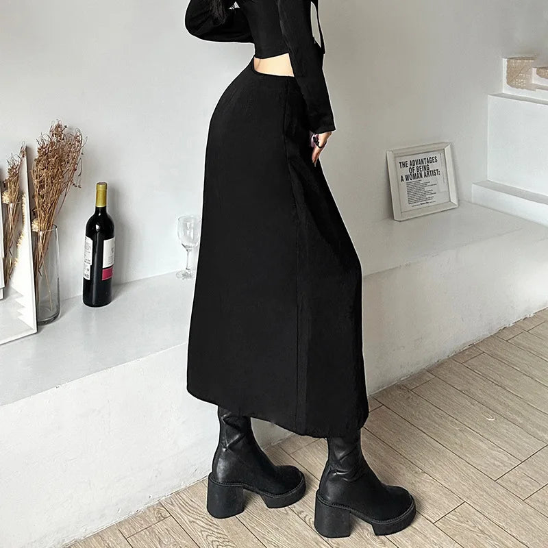 Gothic Patchwork Sexy Mini Skirts Goth Dark Techwear Women Grunge Irregular Hem High Waist Cargo Skirt Hip Hop Black Summer 2023