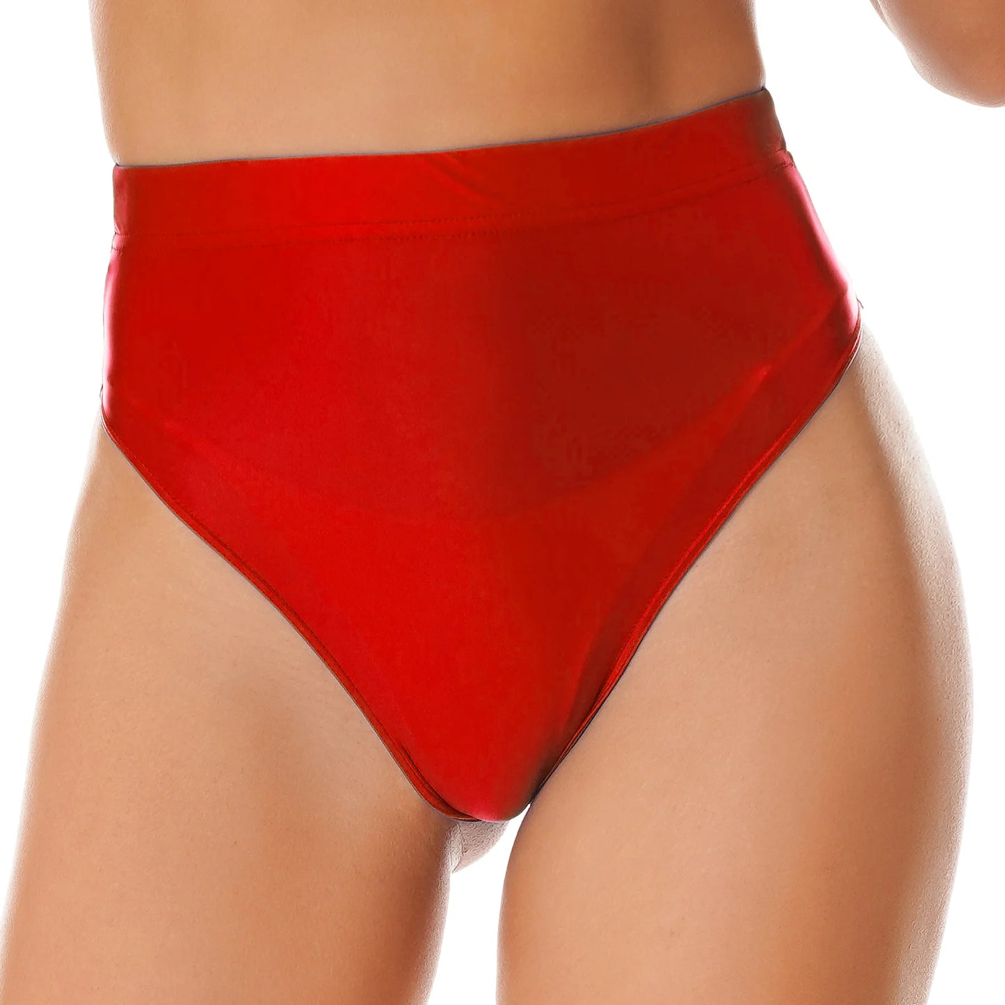 Women Glossy Shorts High Waist Fitness Short Leggings Oil Shiny Knee-Length Tights Swimming Trunks Female Workout Sports Bottoms